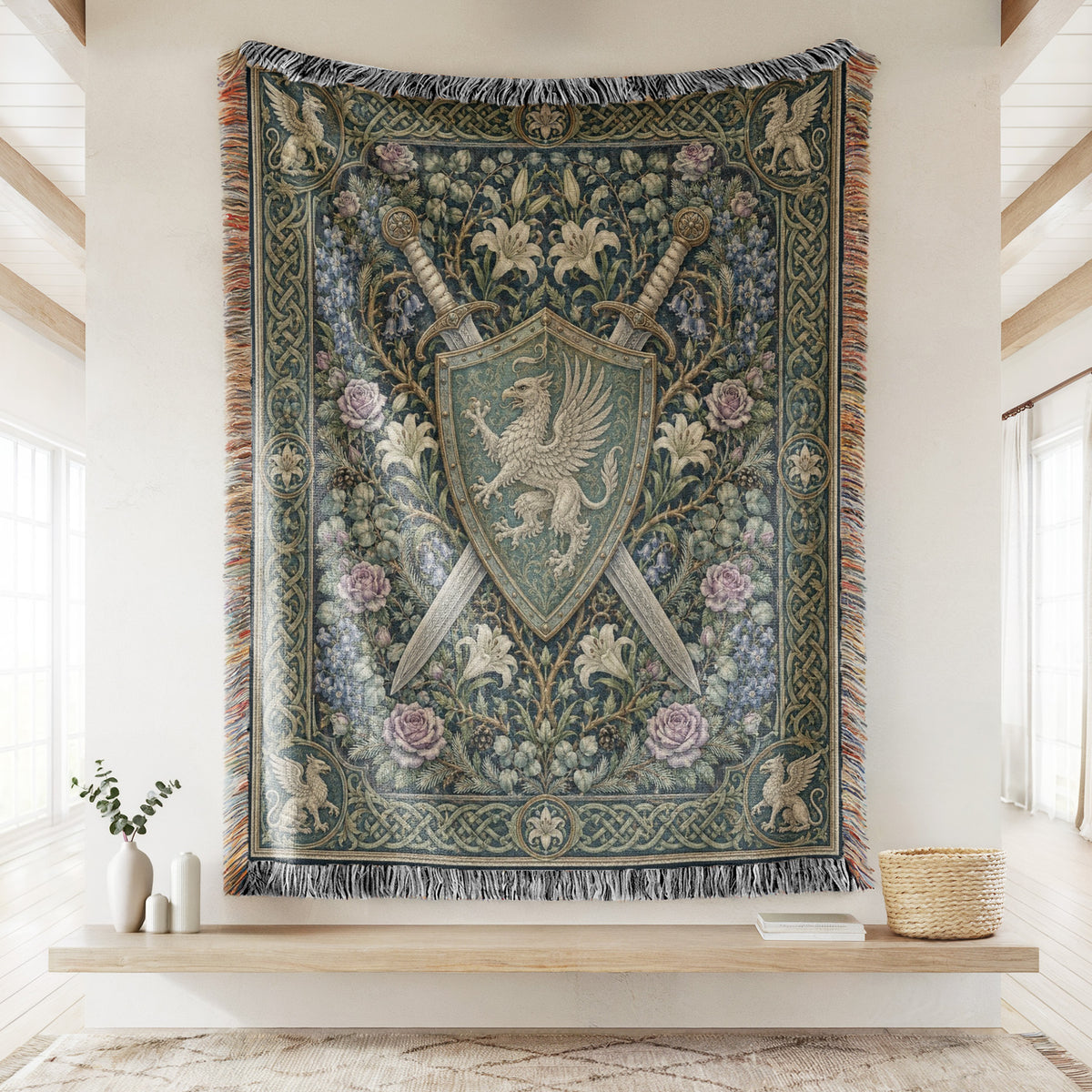 The Griffin Shield Tapestry Blanket