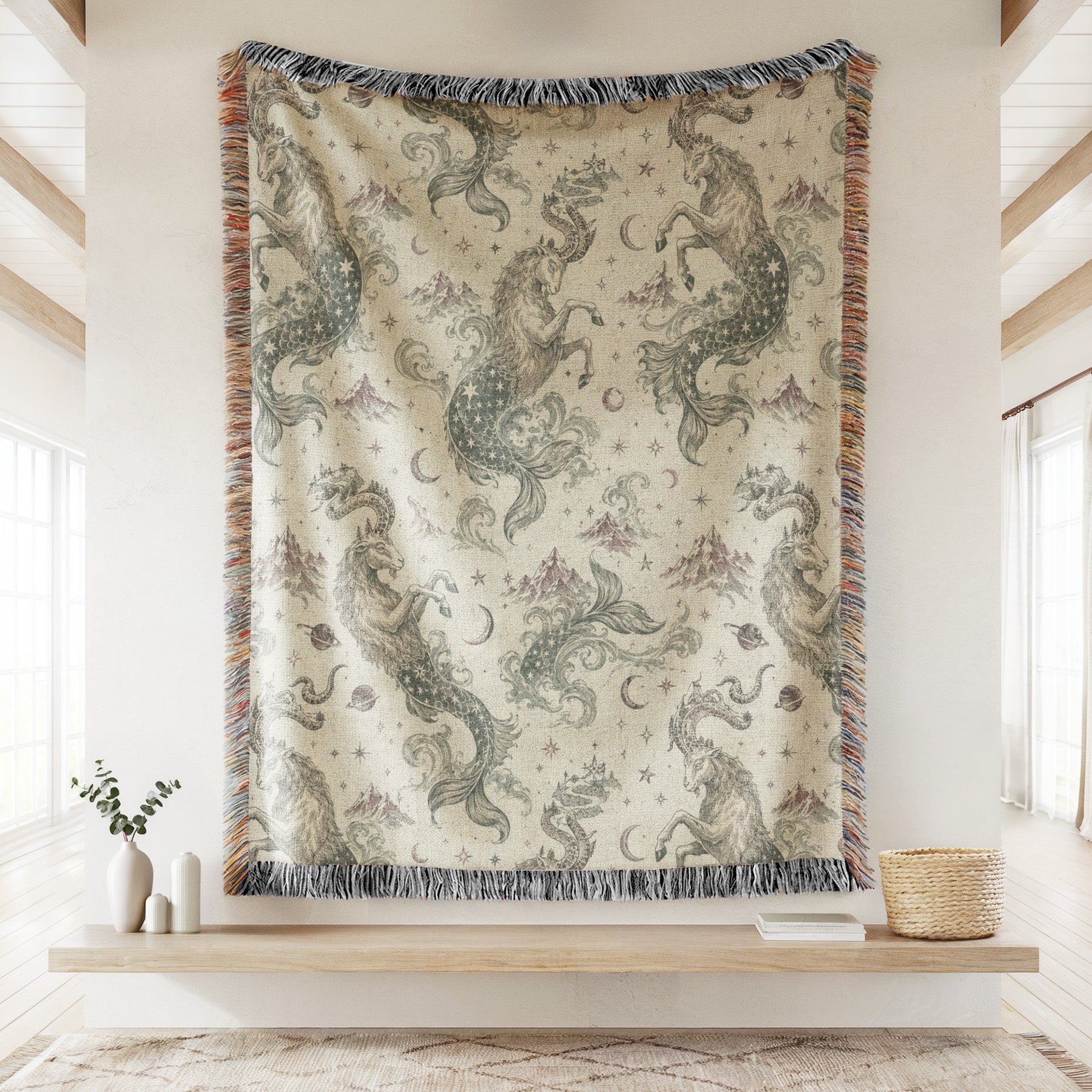 Capricorn Celestial Sea-Goat Pattern Blanket Secondary image