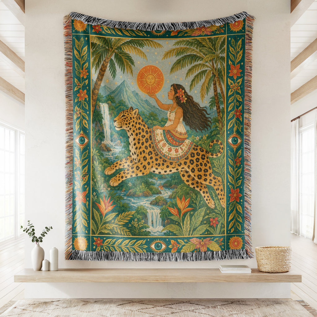 Sunlit Leopard Jungle Blanket