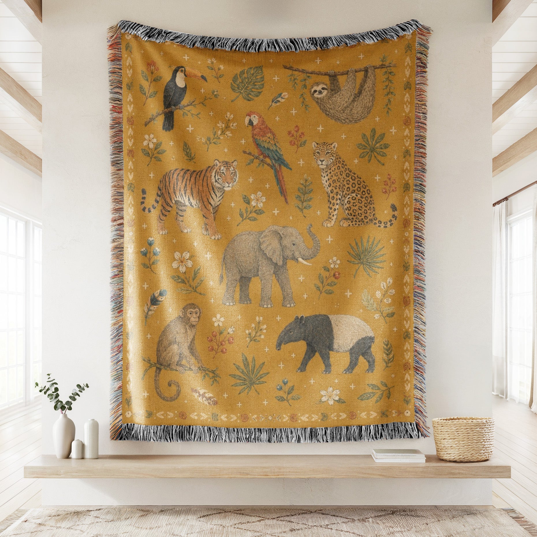 Golden Jungle Animals Blanket Secondary image
