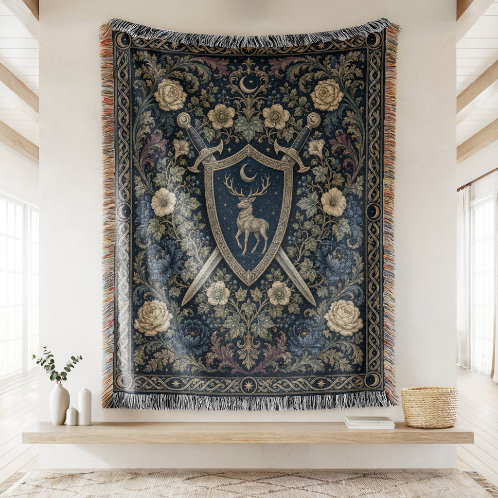The Moonlit Stag Shield Blanket