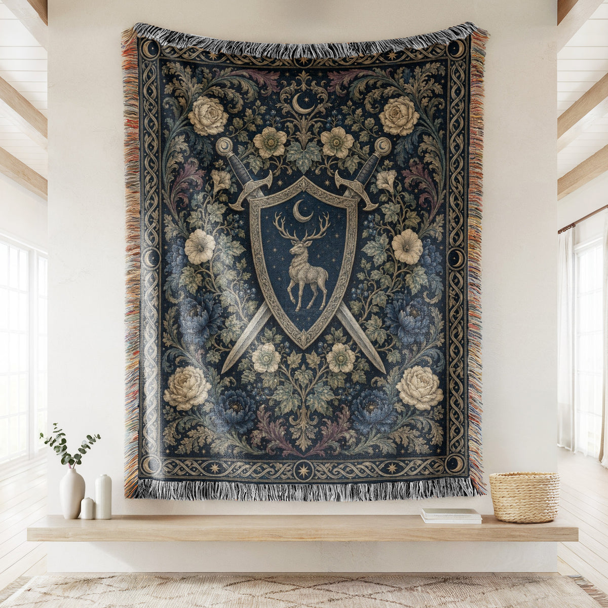 The Moonlit Stag Shield Blanket