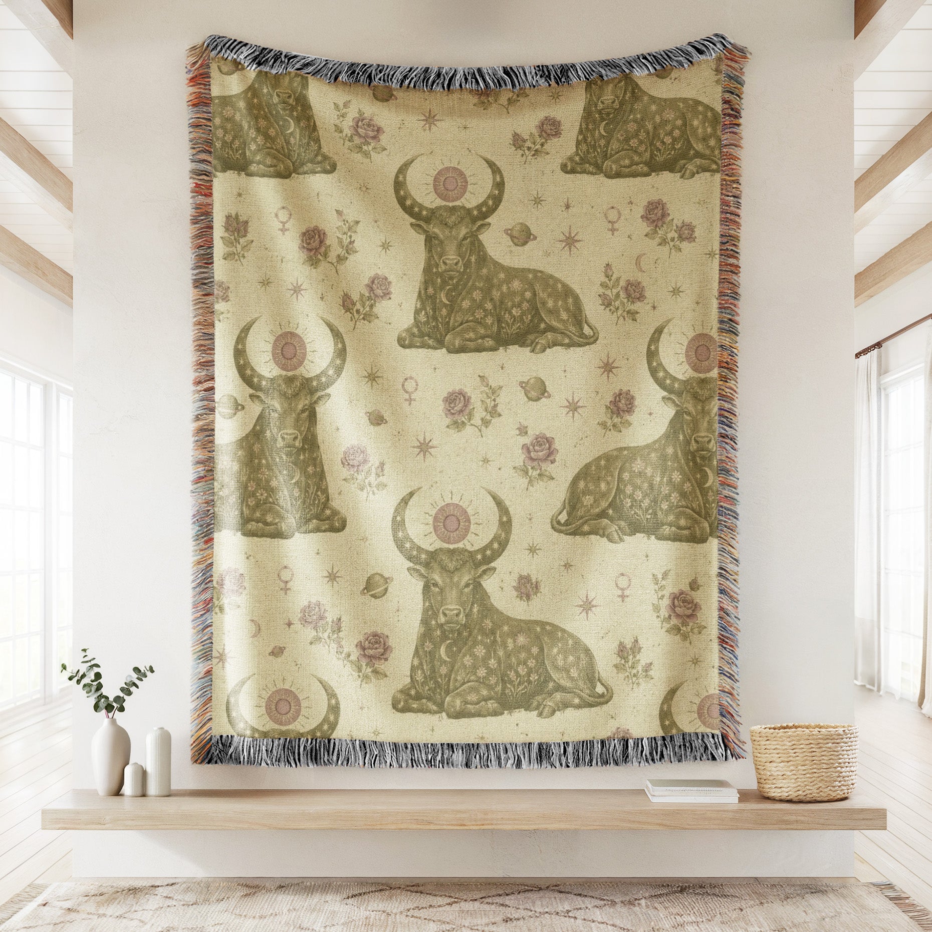 Taurus Floral Bull Pattern Blanket Secondary image