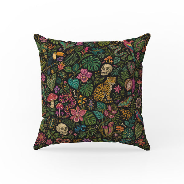Midnight Jungle Curiosities – Dark Tropical Pillow