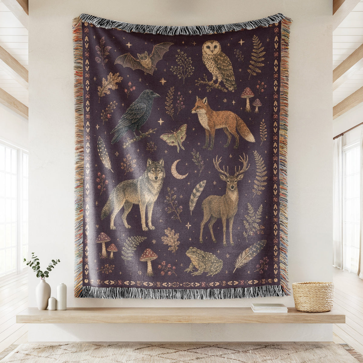Midnight Woodland Animals Blanket