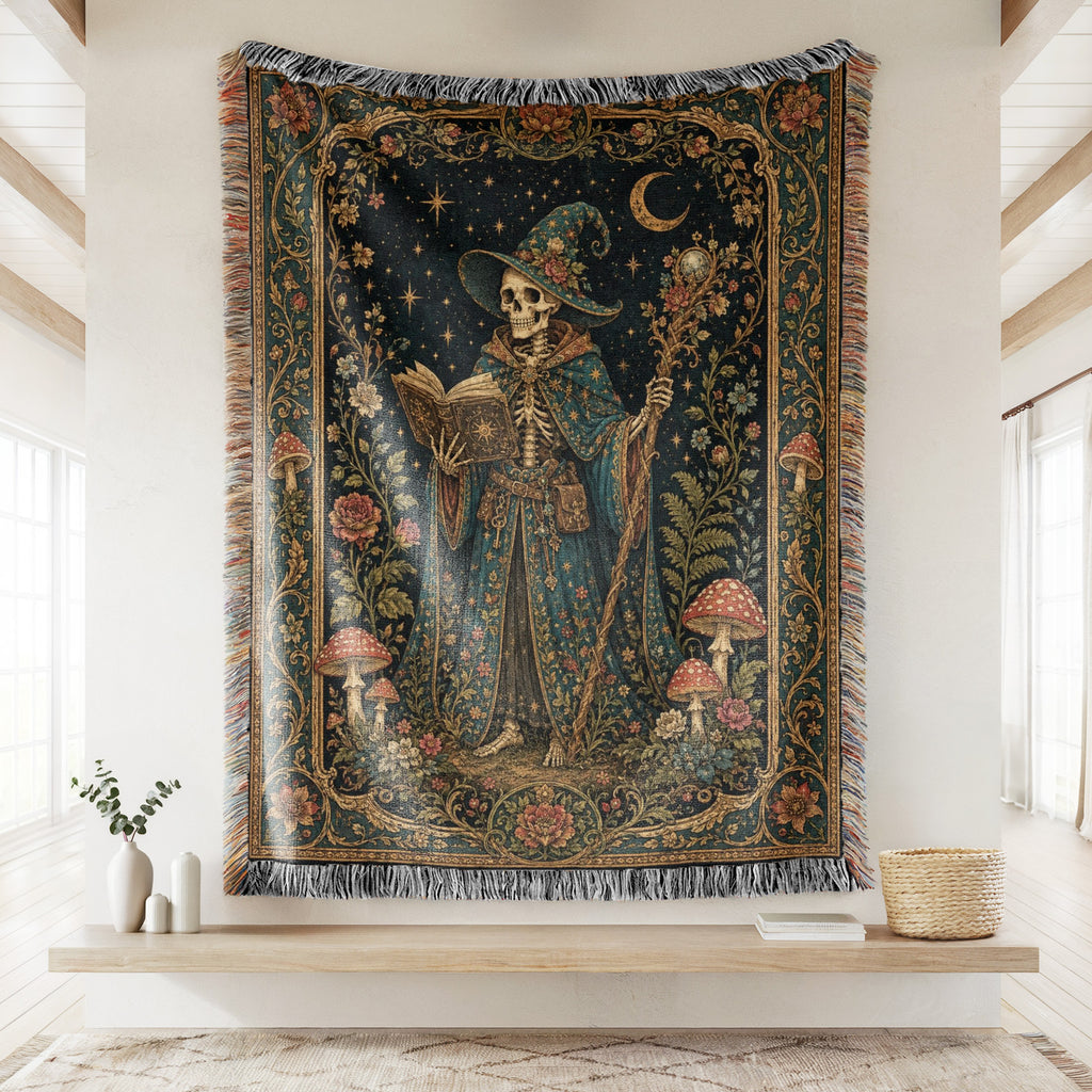 Celestial Skeleton Wizard Reader Blanket