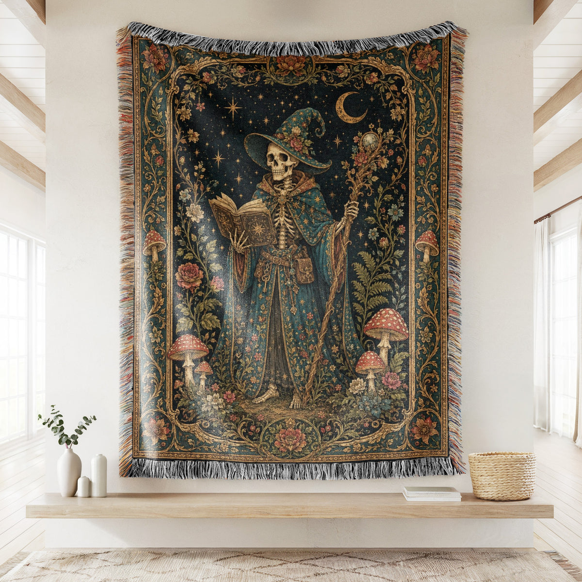 Celestial Skeleton Wizard Reader Blanket