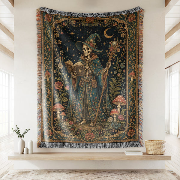 Celestial Skeleton Wizard Reader Blanket