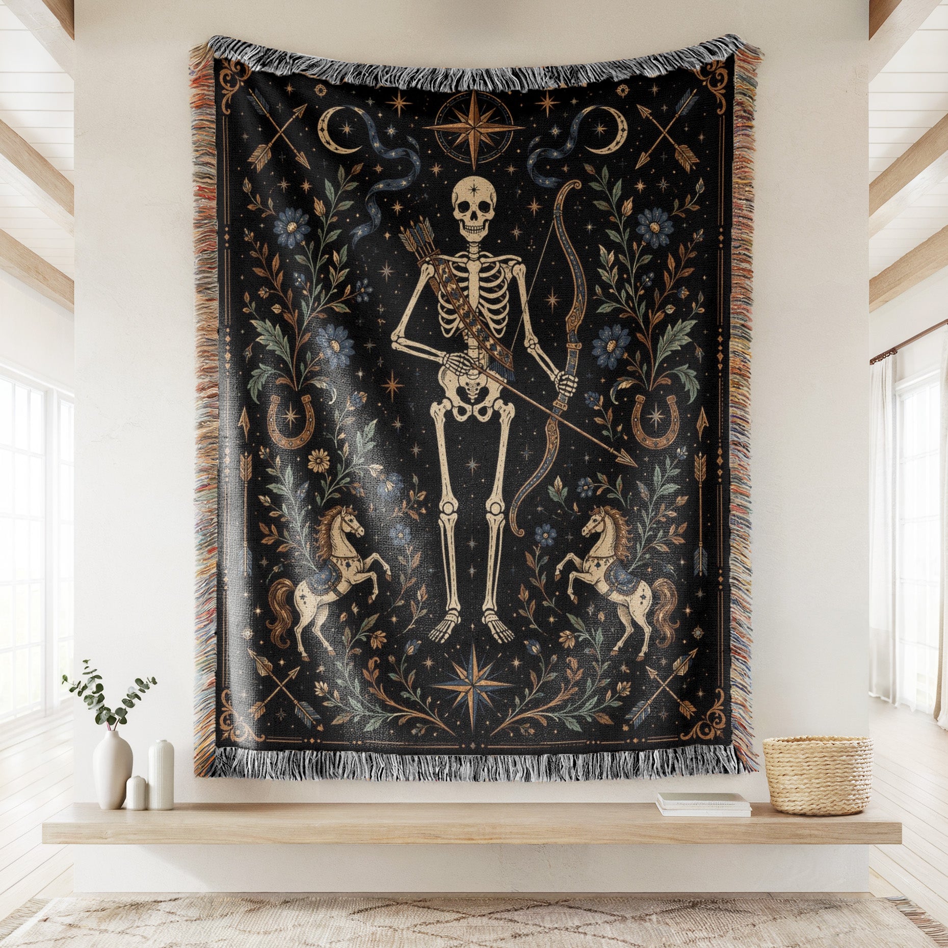Sagittarius Star Archer – Gothic Skeleton Zodiac Blanket Secondary image