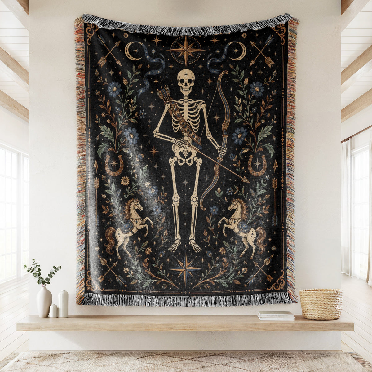 Sagittarius Star Archer – Gothic Skeleton Zodiac Blanket