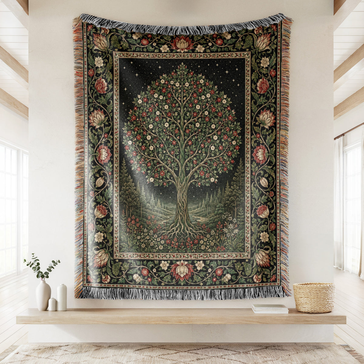 Starlit Rose Tree Blanket