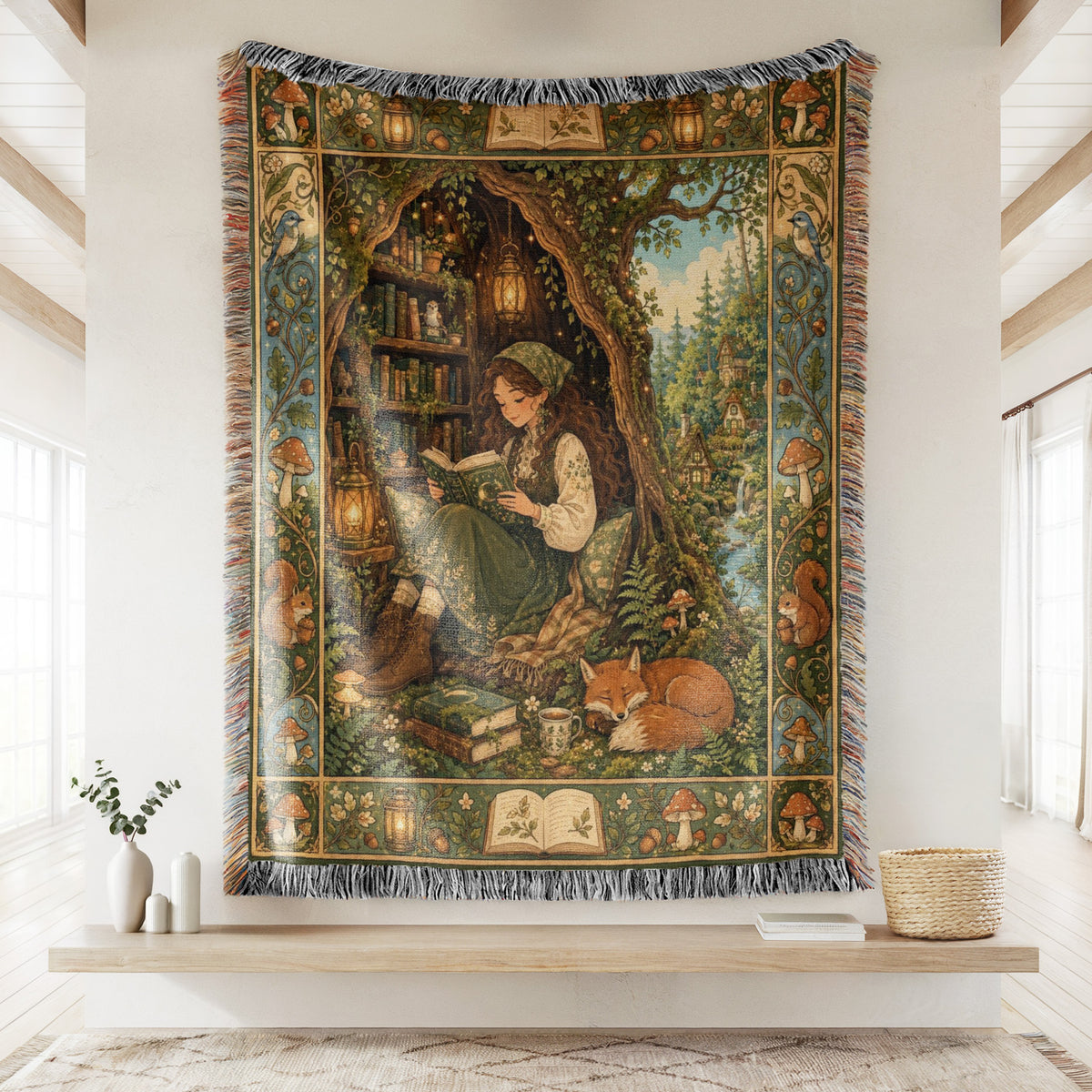 The Woodland Book Nook Blanket
