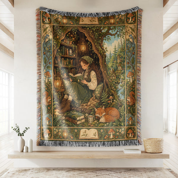 The Woodland Book Nook Blanket