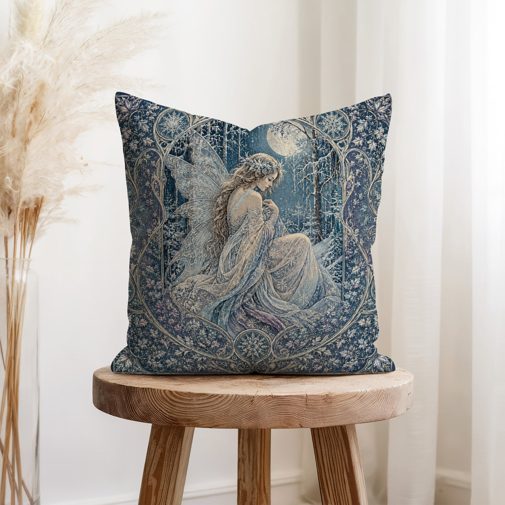 Winter Moon Fairy – Art Nouveau Pillow