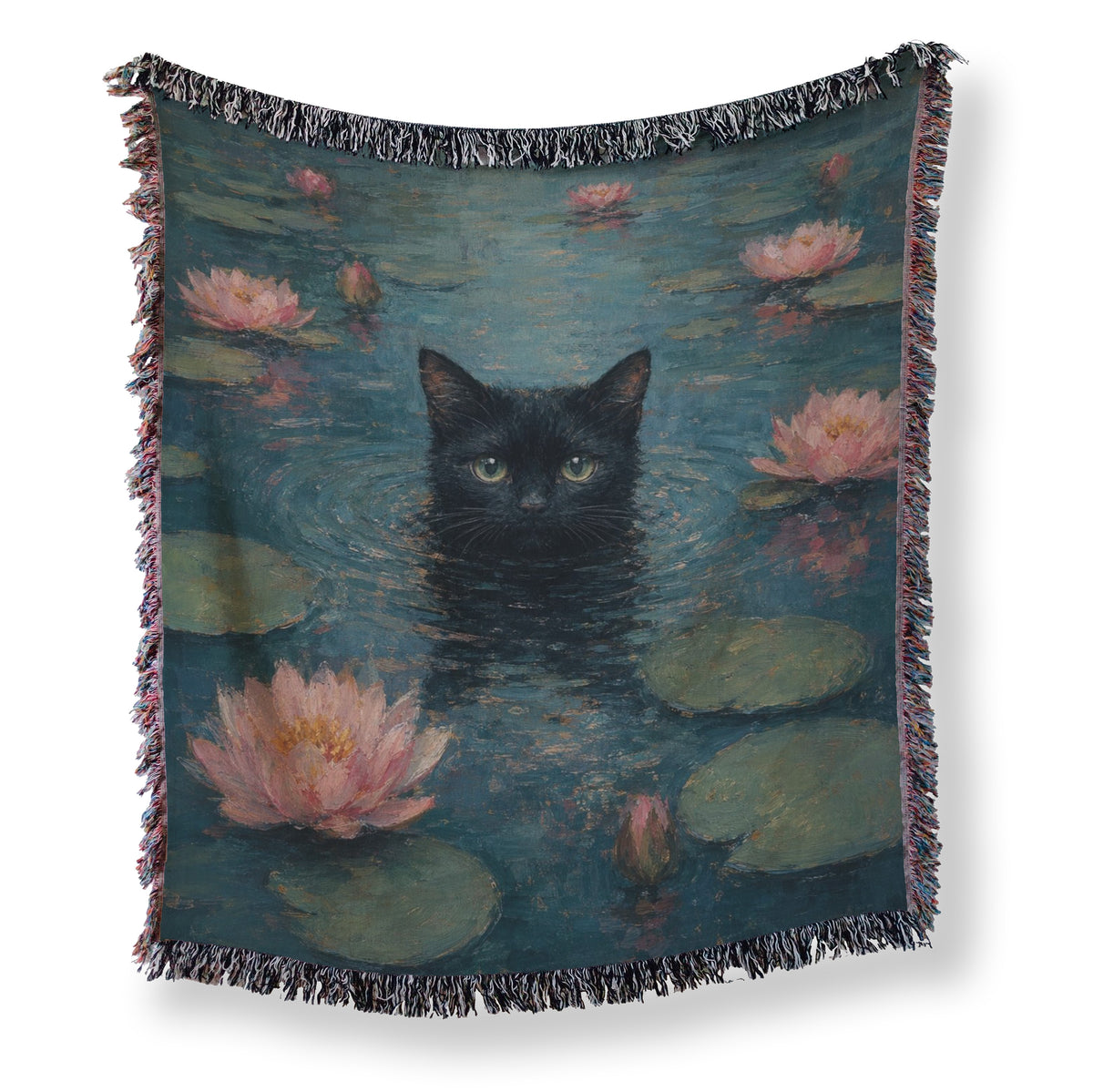 Water Lily Black Cat Blanket Main image
