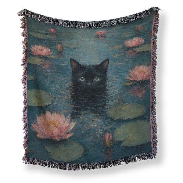 Water Lily Black Cat Blanket