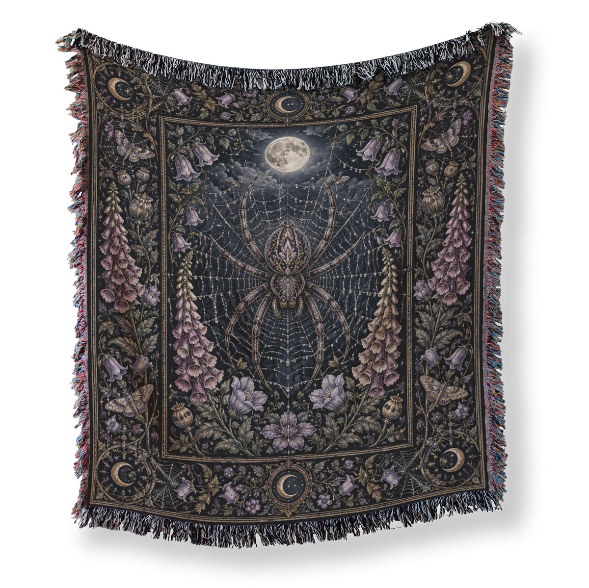 Moonlit Spiderweb Garden Blanket