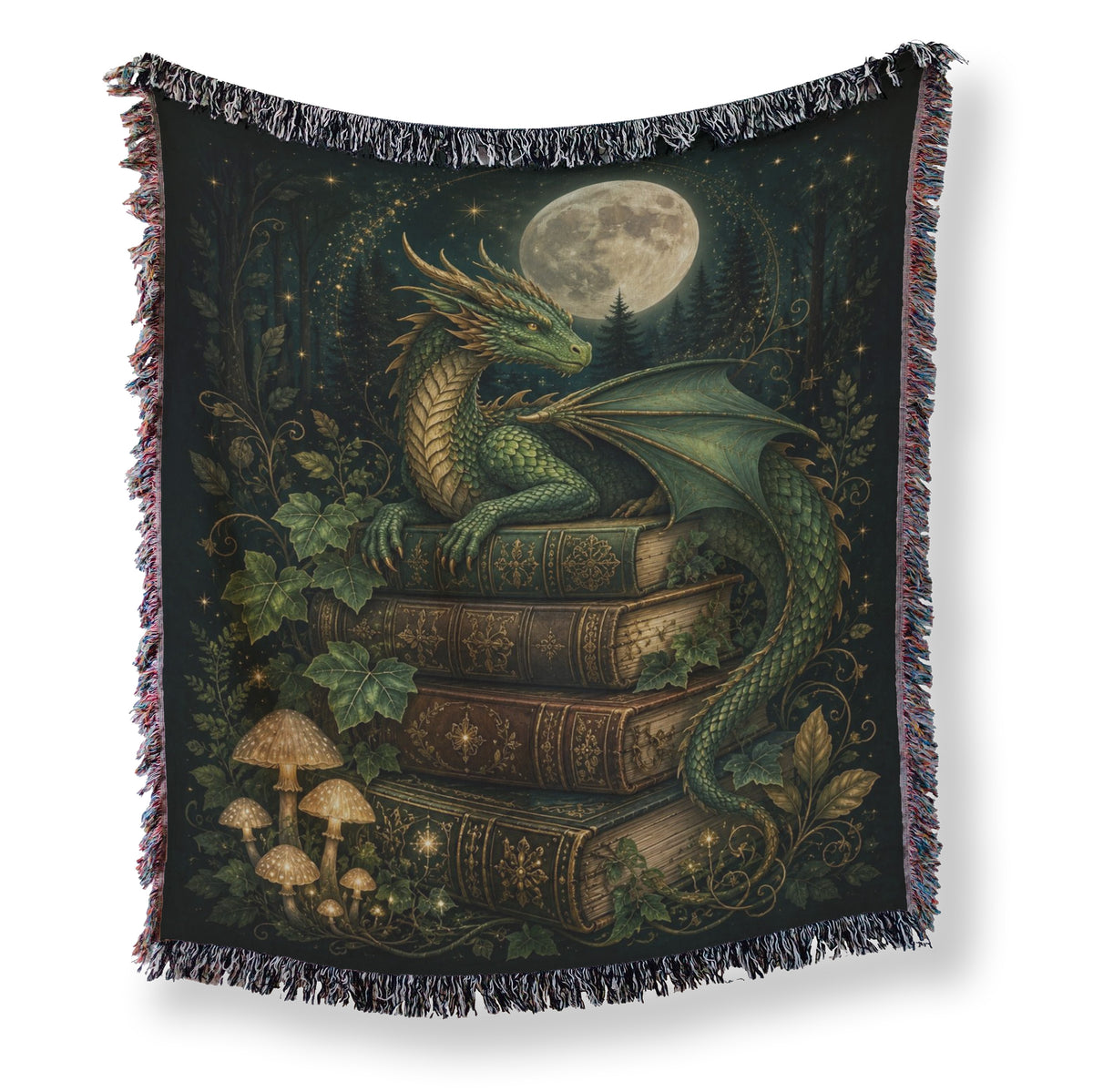 Emerald Moon Dragon Library Blanket