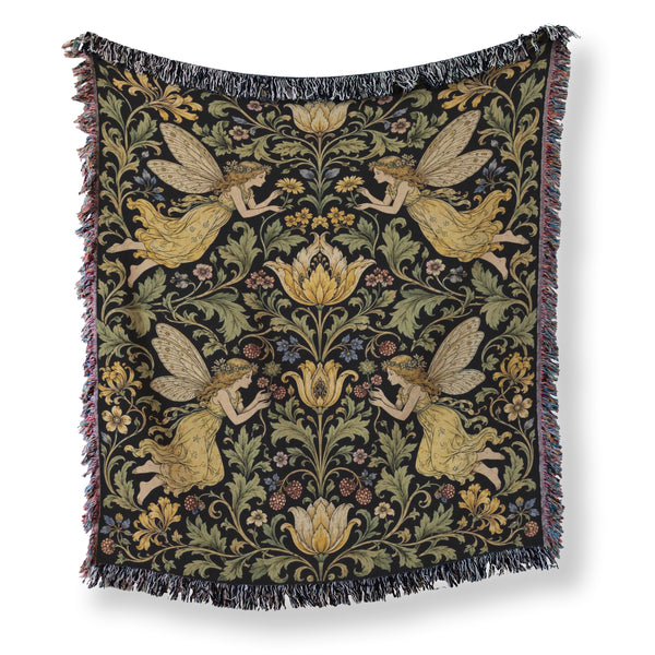Golden Garden Fairy Tapestry Blanket