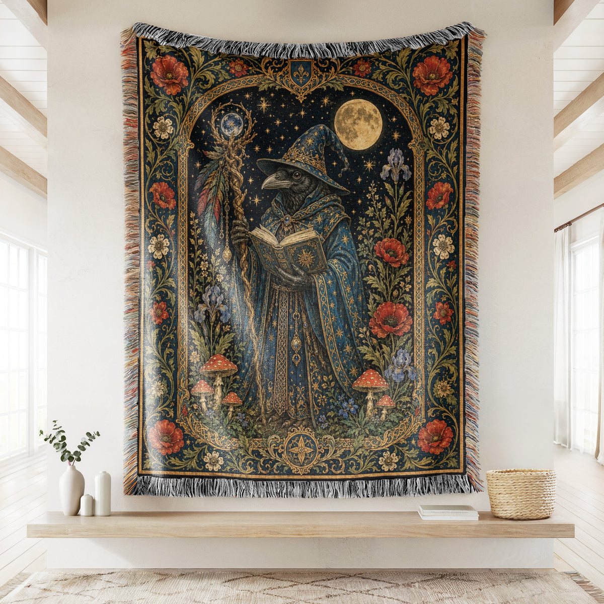 Raven Wizard Scholar Blanket