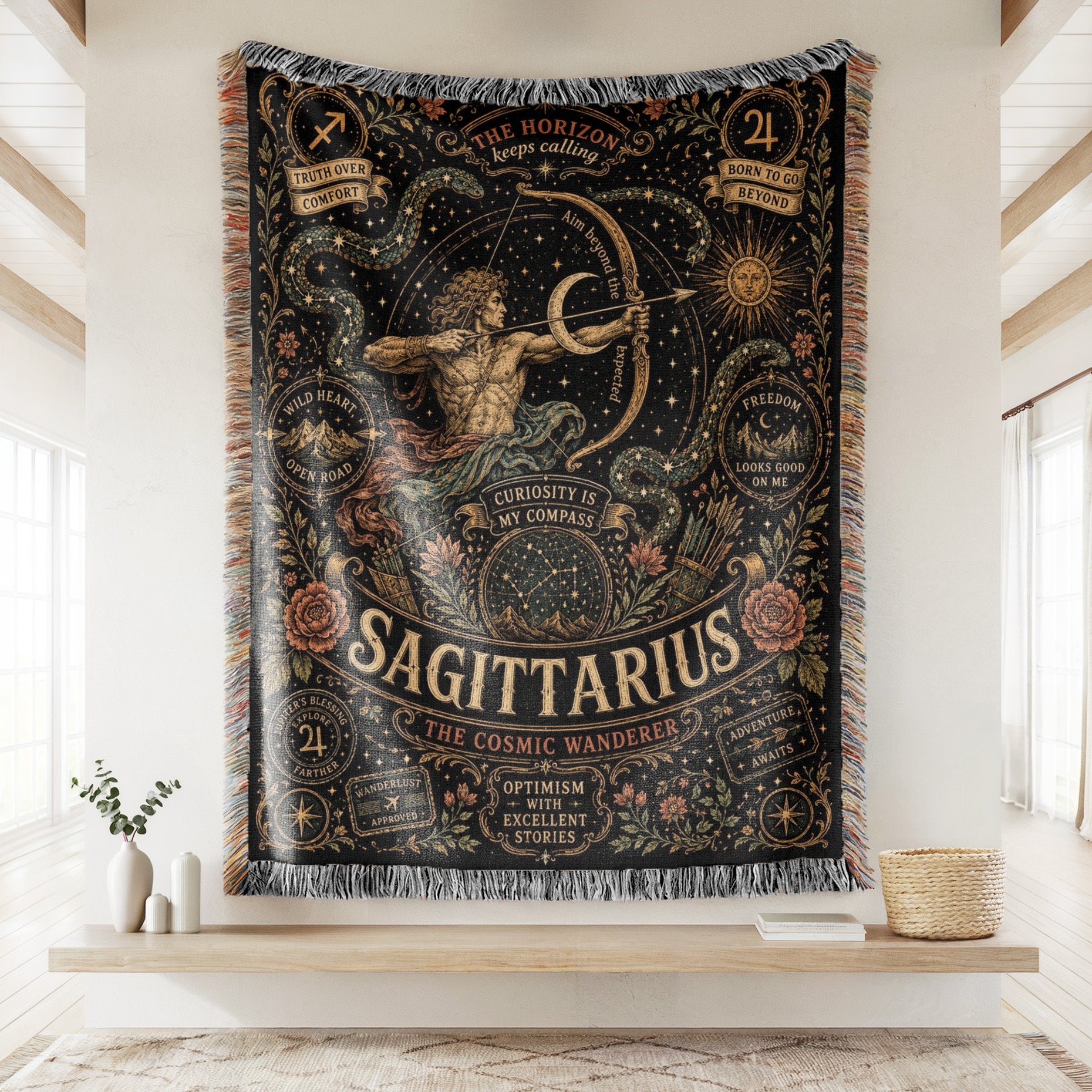 Sagittarius – The Cosmic Wanderer Zodiac Blanket Secondary image