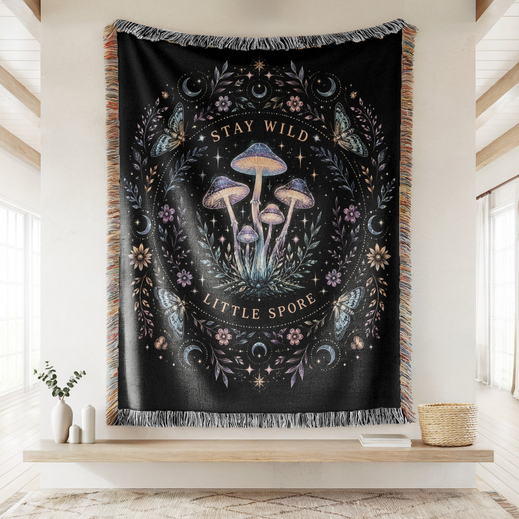 Stay Wild Little Spore Mushroom Blanket