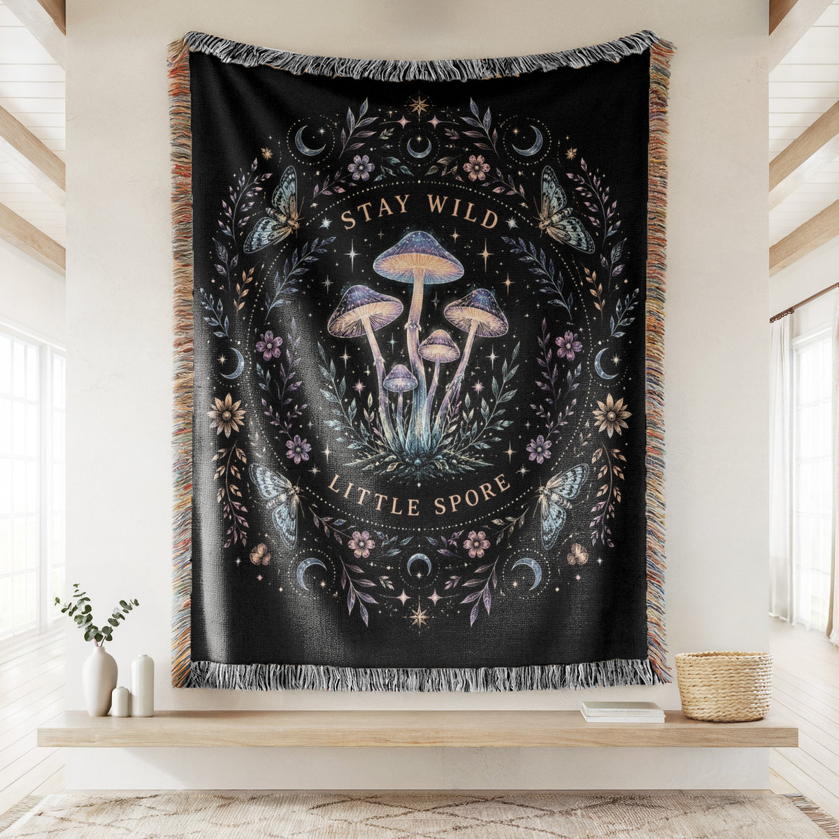 Stay Wild Little Spore Mushroom Blanket