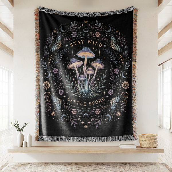Stay Wild Little Spore Mushroom Blanket