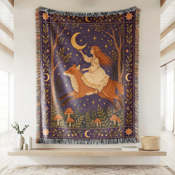 Crescent Moon Fox Blanket