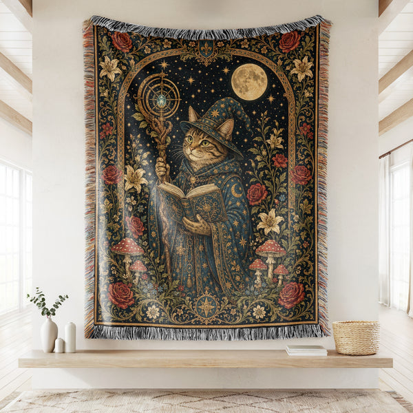 Celestial Cat Wizard Reader Blanket