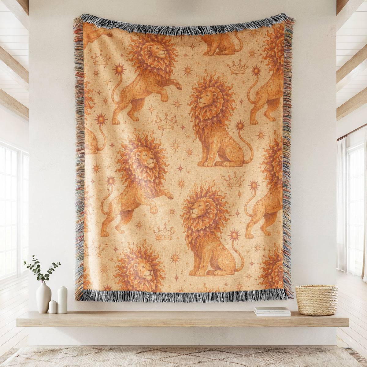 Leo Sunlit Lion Pattern Blanket