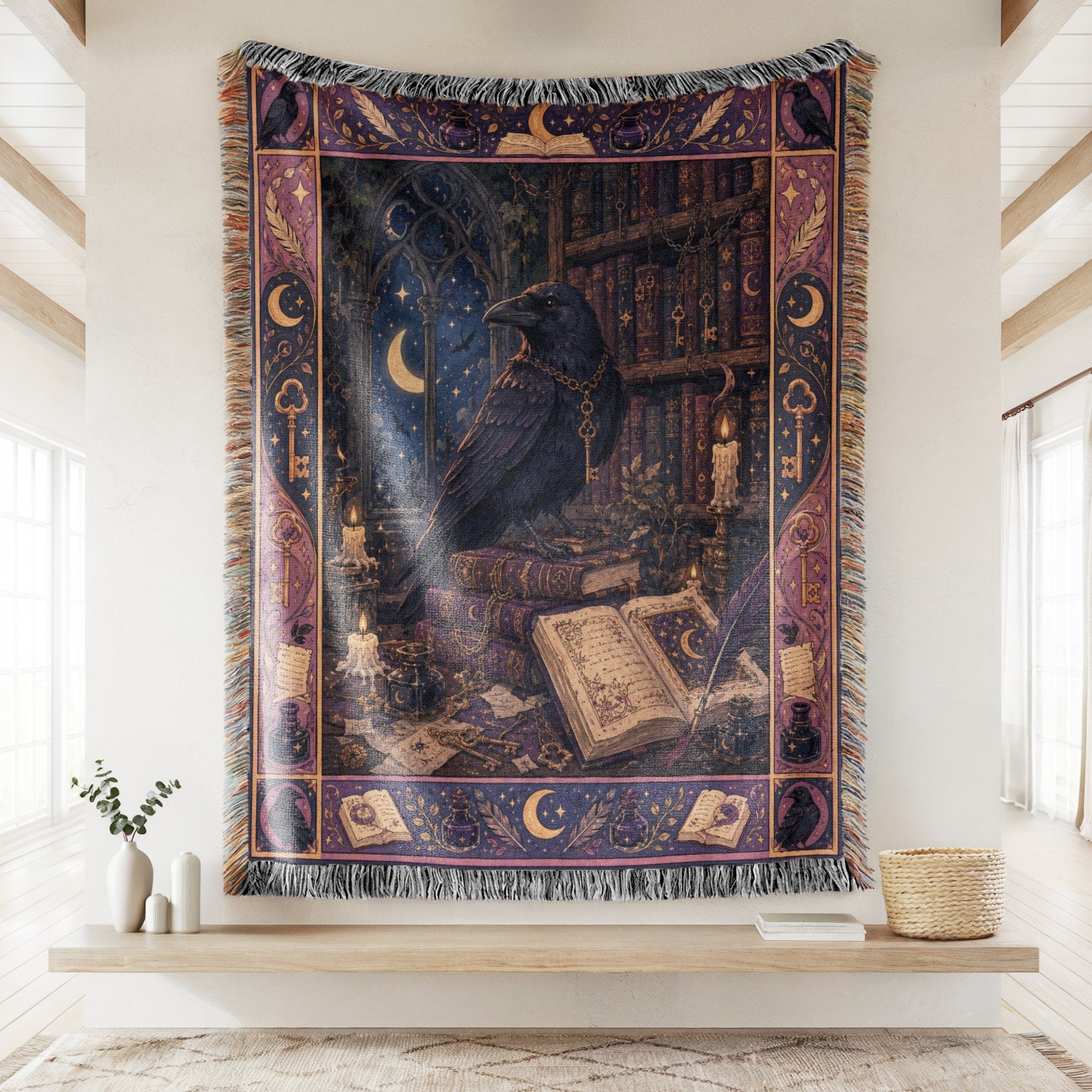 Raven of the Moonlit Library Blanket Secondary image