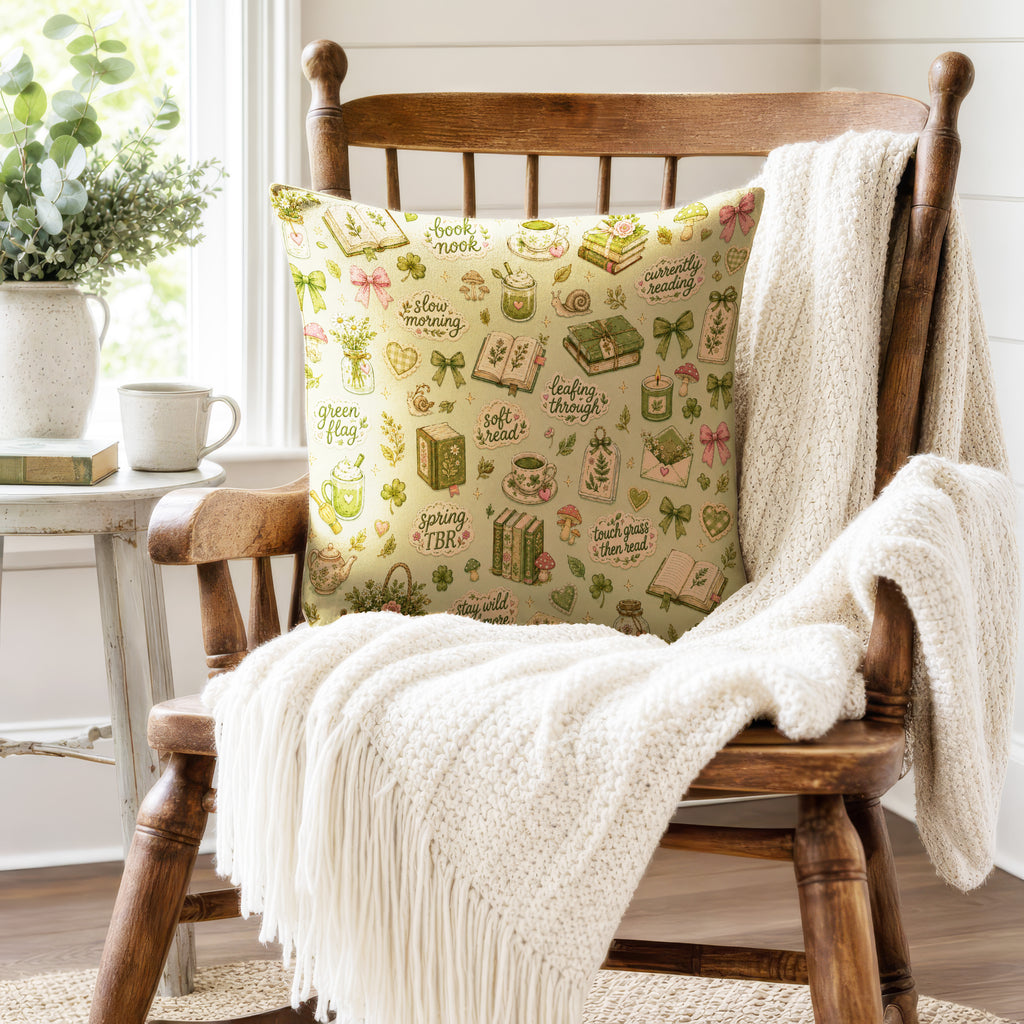 The Cottage Book Nook – Green Reading Pillow