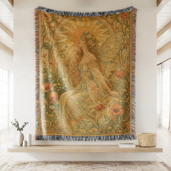 Sunlit Art Nouveau Fairy Blanket