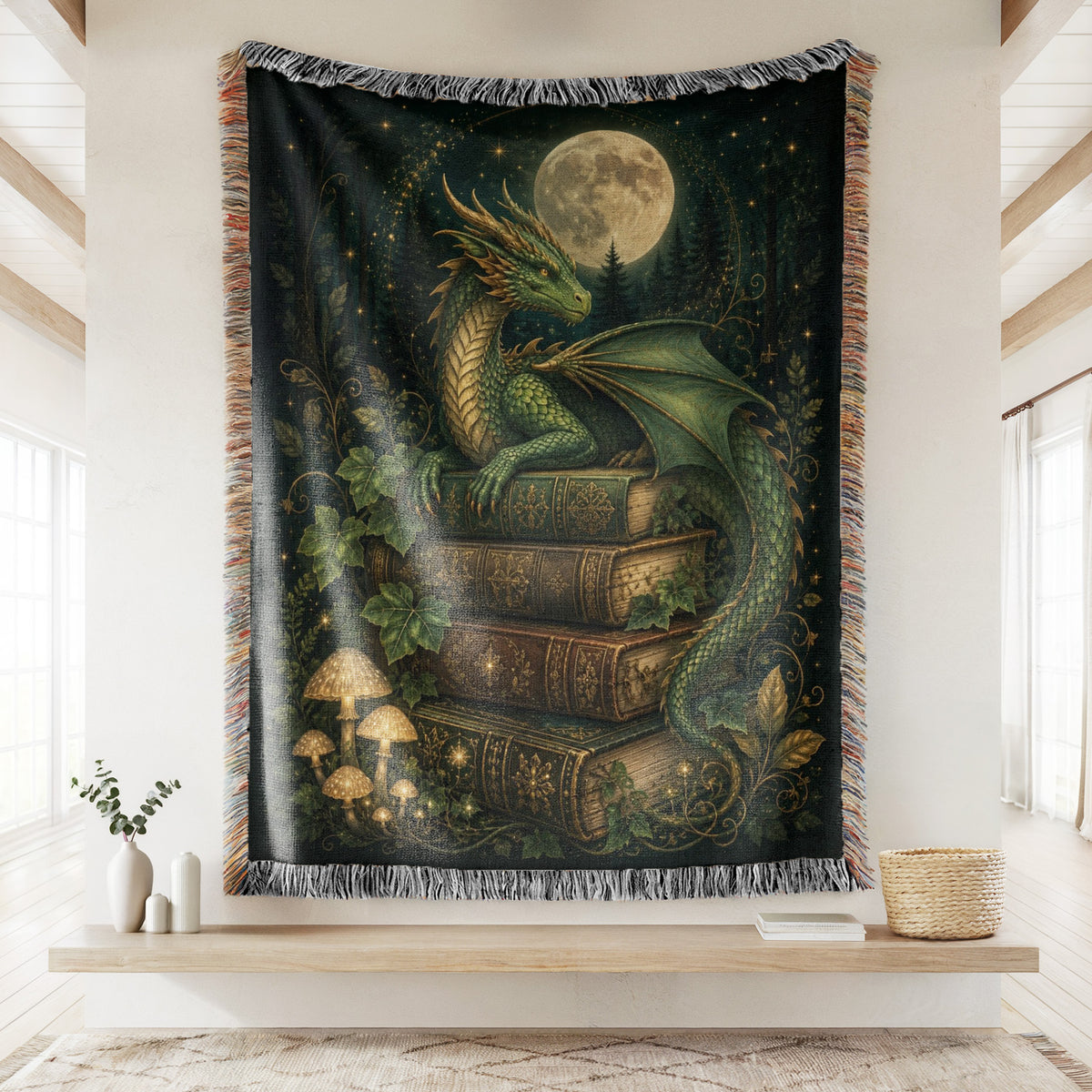 Emerald Moon Dragon Library Blanket