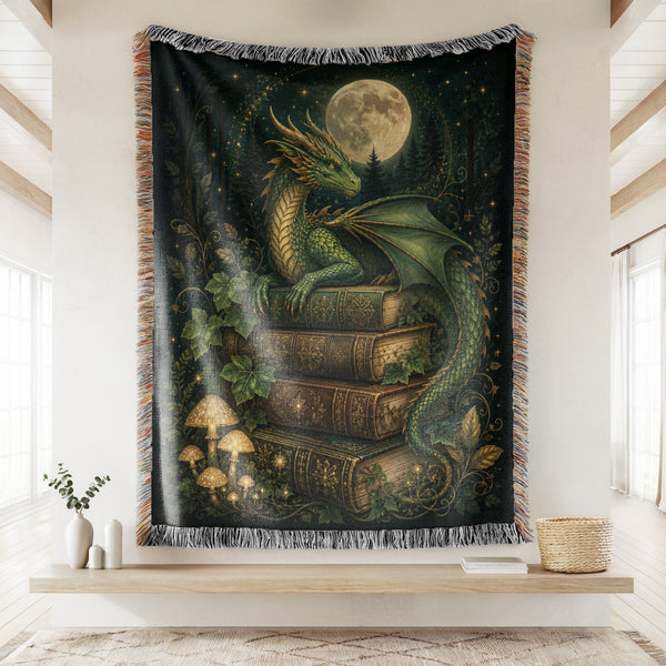 Emerald Moon Dragon Library Blanket
