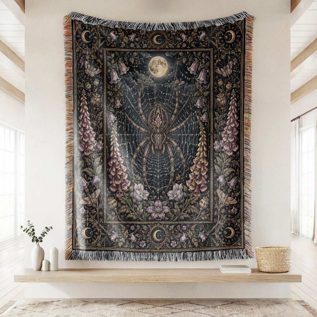 Moonlit Spiderweb Garden Blanket