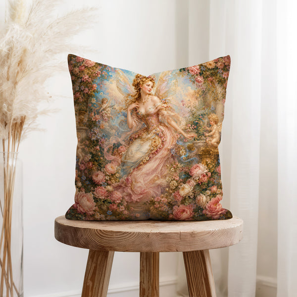 The Rose Garden Fairy – Romantic Floral Pillow