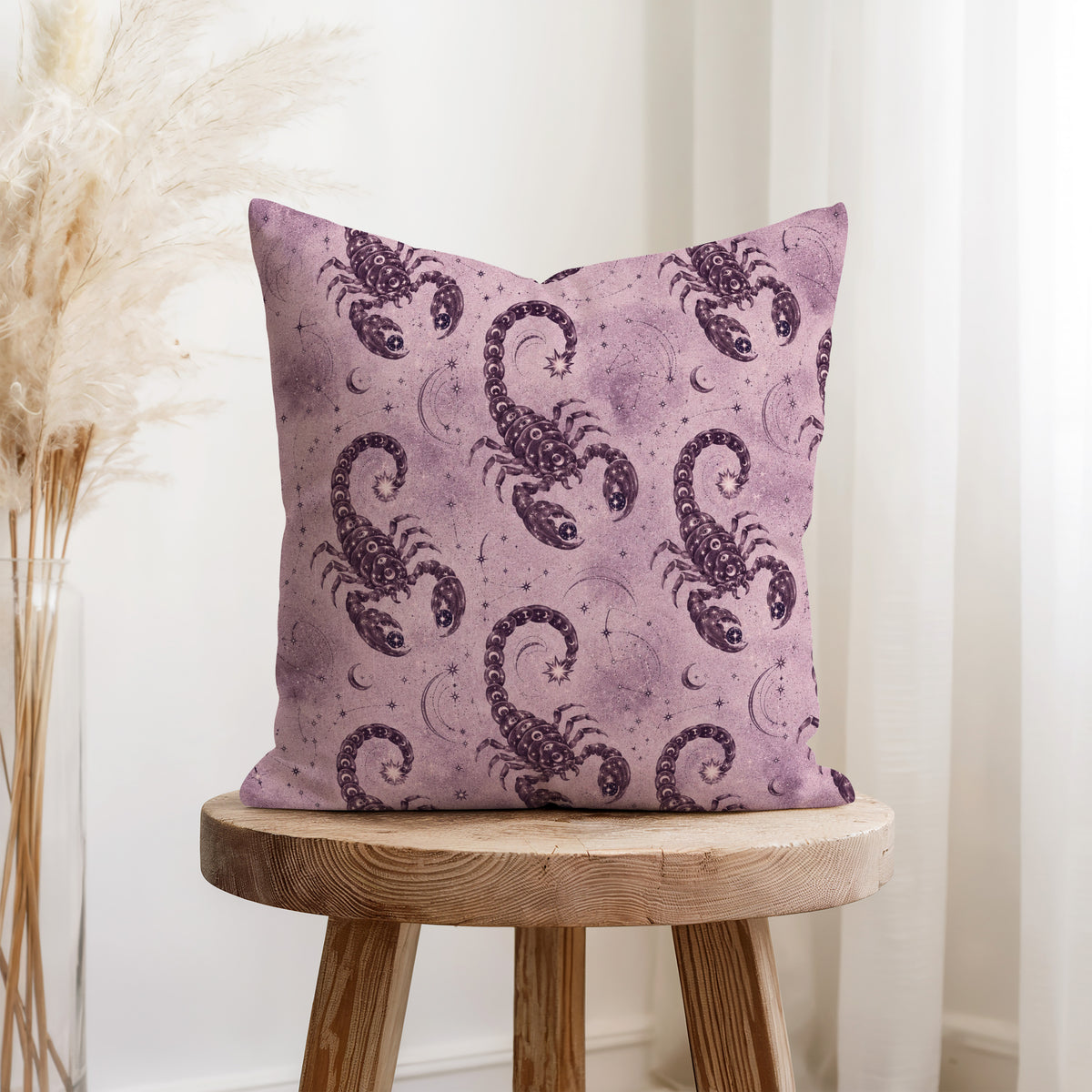 Scorpio Moon – Mauve Zodiac Pattern Pillow