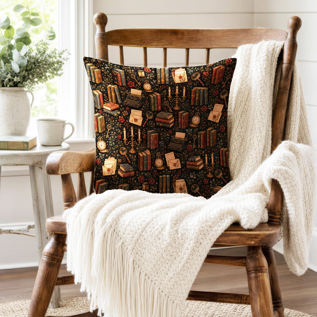 The Scholar’s Study – Dark Academia Library Pillow