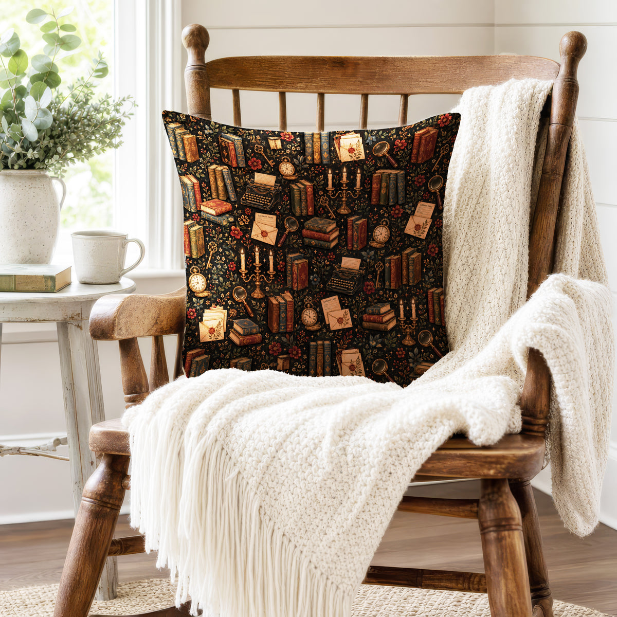 The Scholar’s Study – Dark Academia Library Pillow