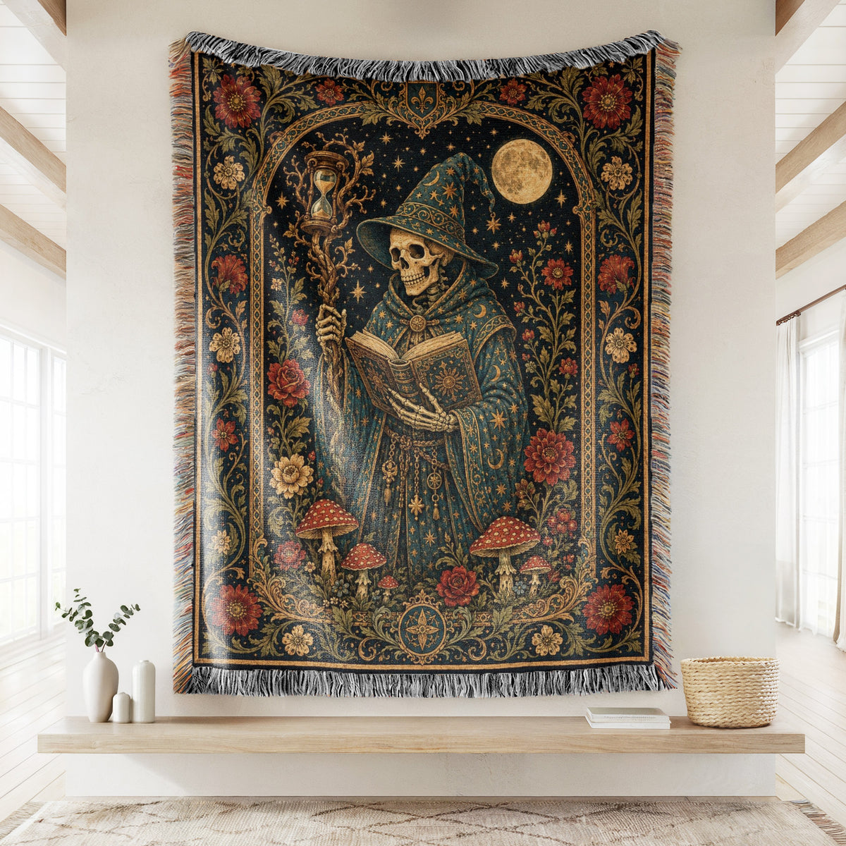 Hourglass Skeleton Wizard Blanket