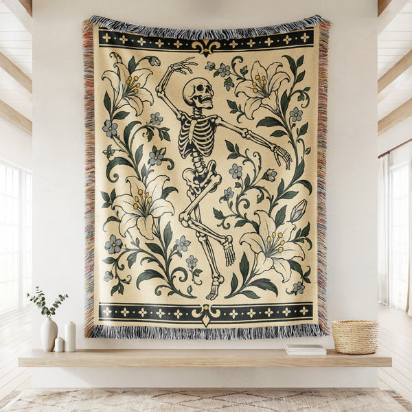 Dancing Skeleton & Lilies Blanket