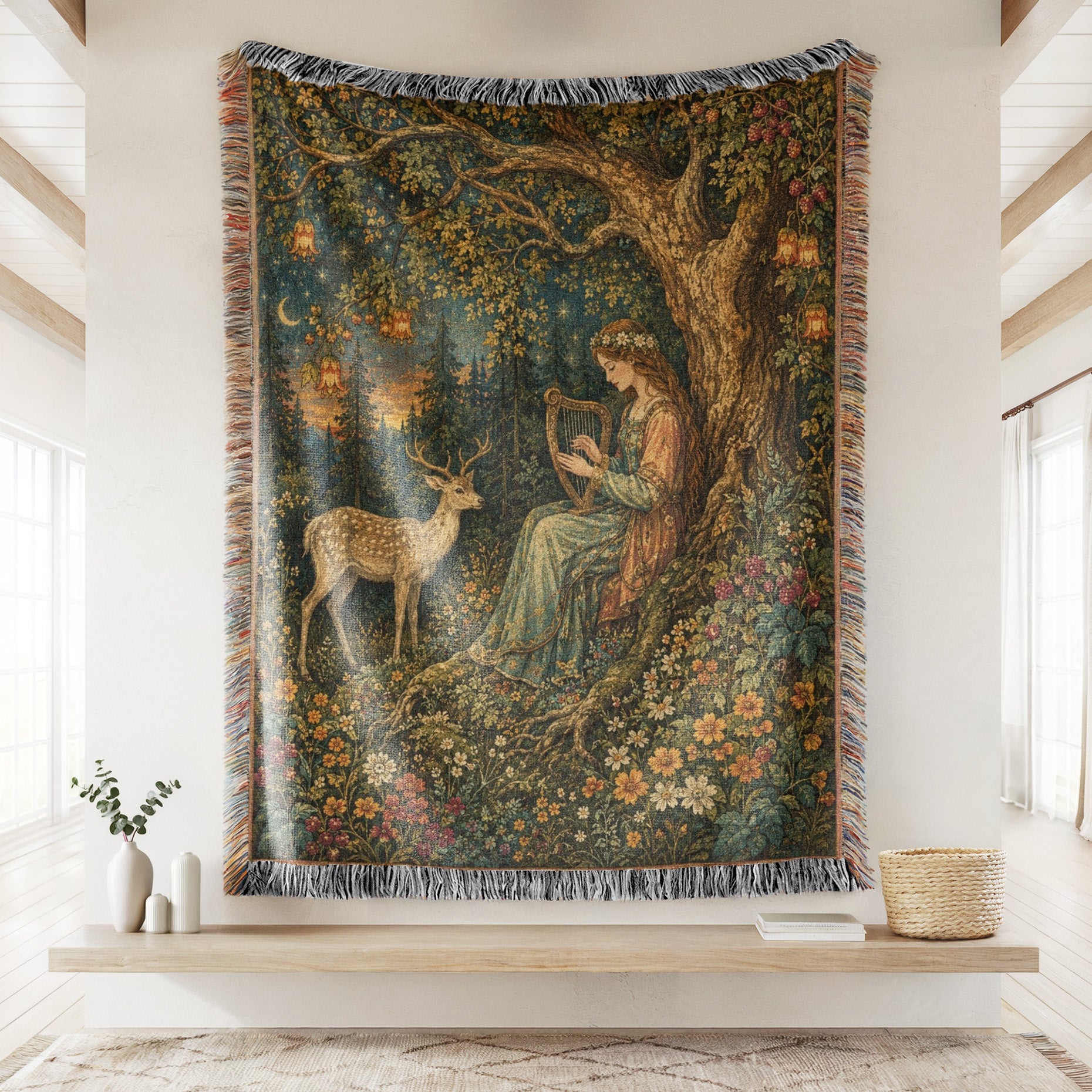 The Harpist of the Golden Wood Blanket Secondary image