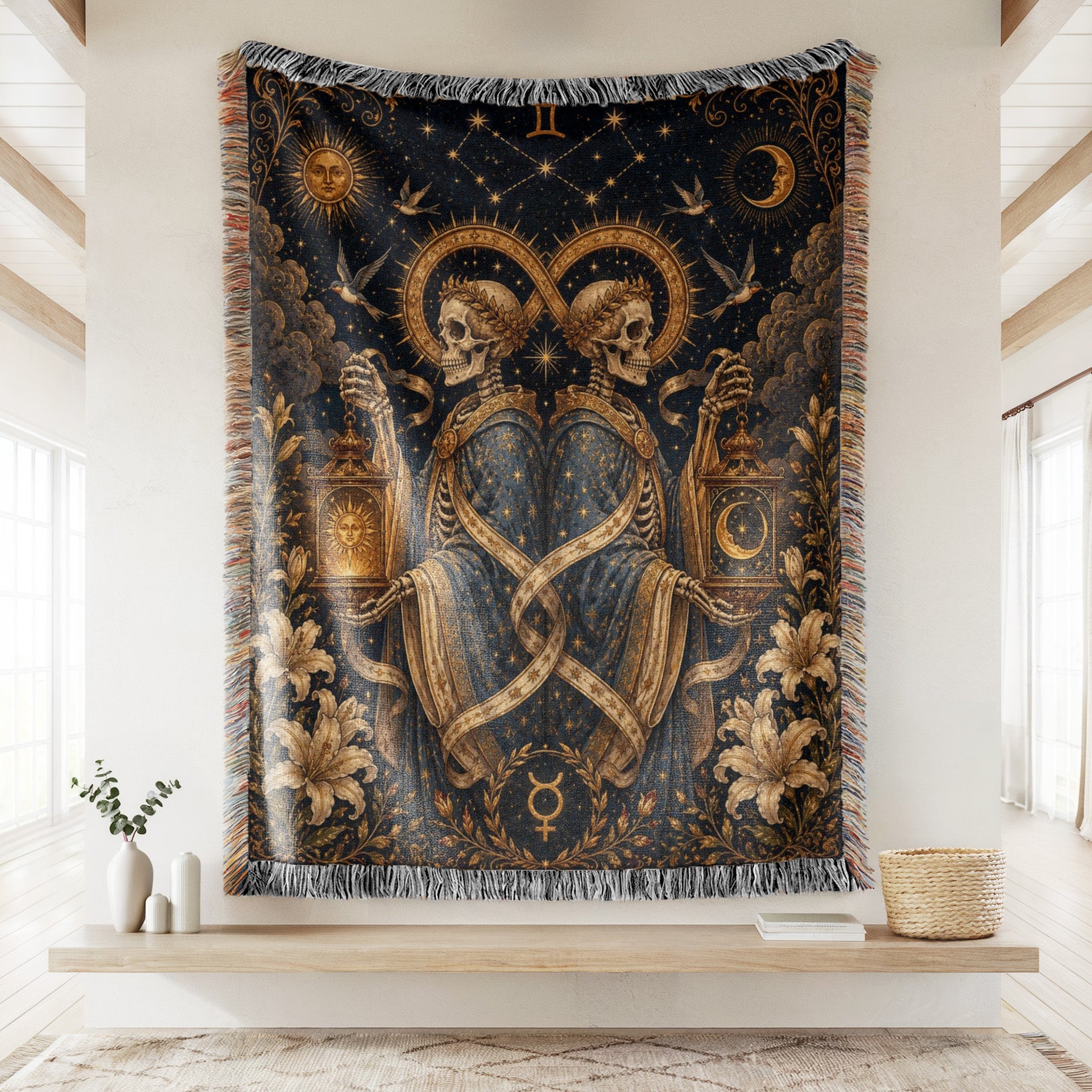 Gemini Twin Lanterns – Gothic Zodiac Blanket Secondary image