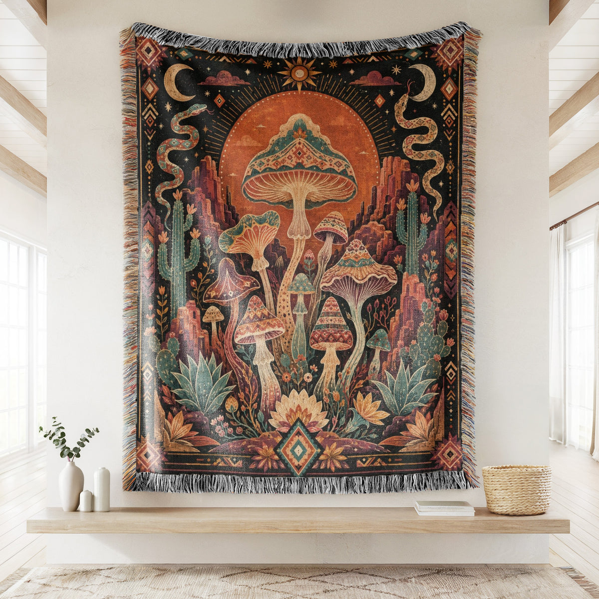 Desert Sun Mushroom Garden Blanket