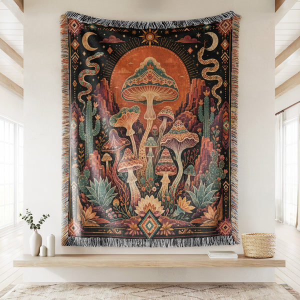 Desert Sun Mushroom Garden Blanket