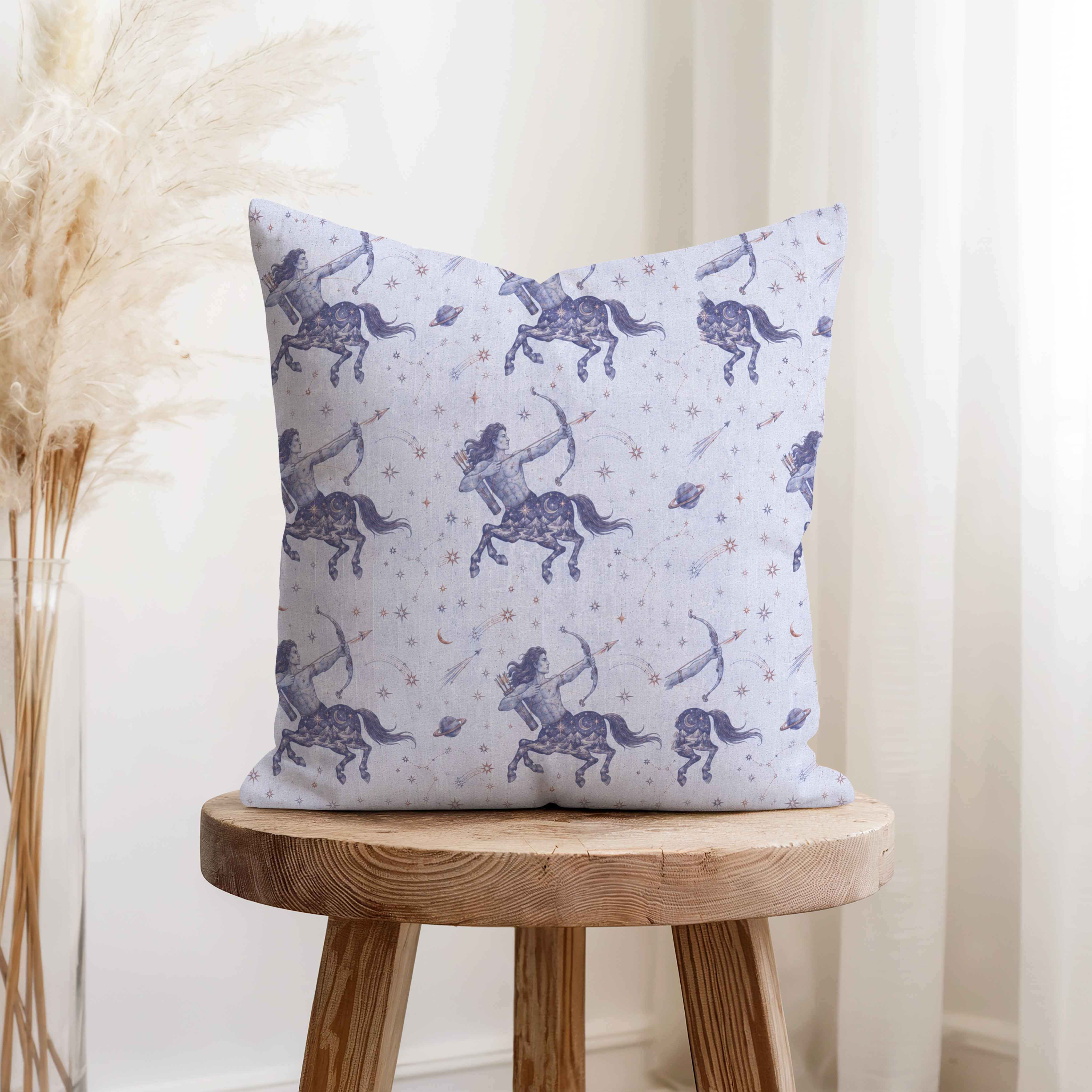 Sagittarius Star Archer – Blue Zodiac Pattern Pillow Secondary image