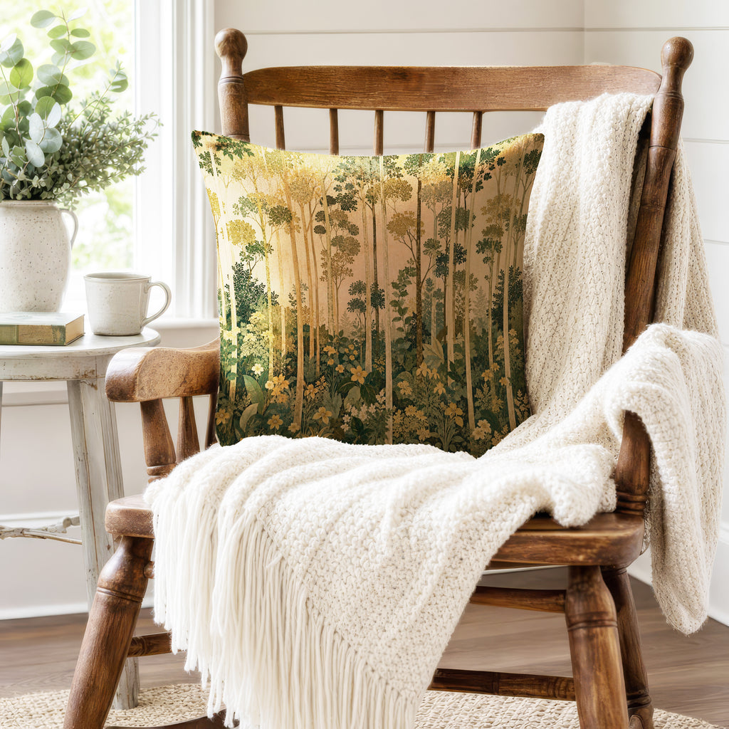 Golden Wildwood Meadow Pillow