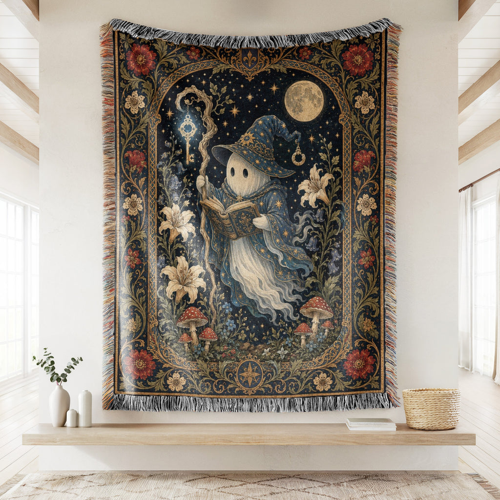 Moonlit Ghost Wizard Blanket